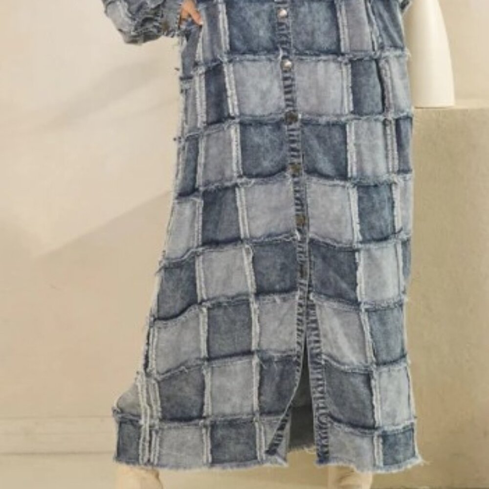 Oli & Hali Mineral Wash Oversized Patchwork Shirt Dress - Picture 2 of 7